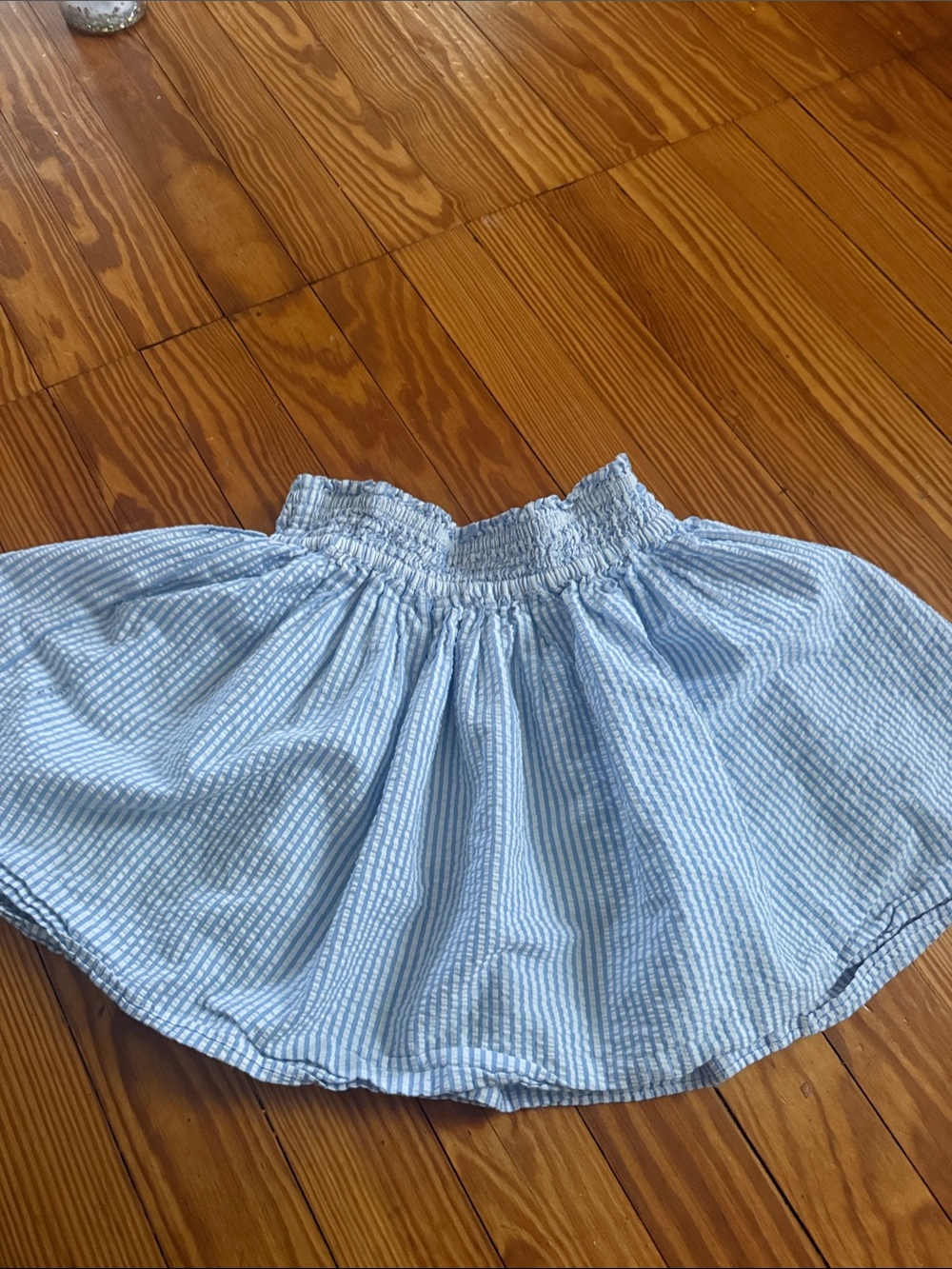 Crewcuts Light Blue and White Striped Smocked Skirt